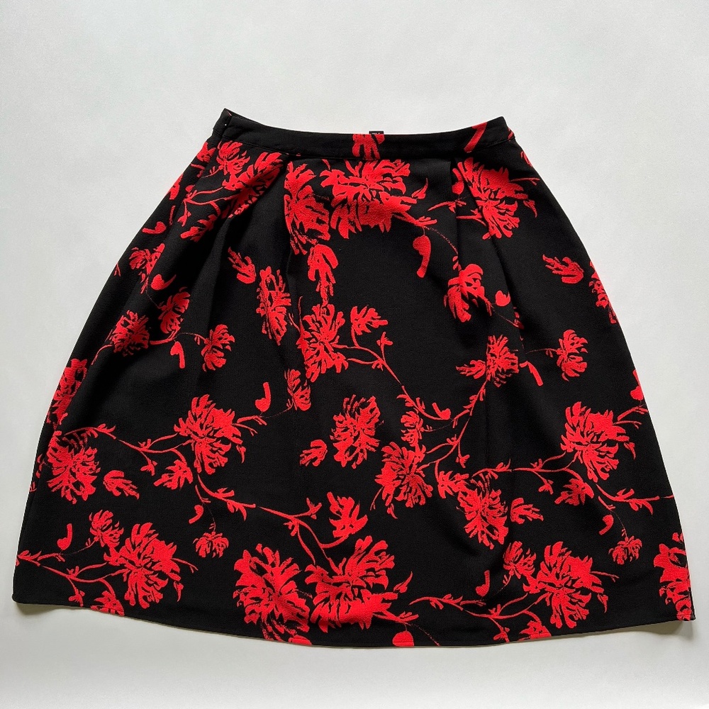 Who What Wear Women Red and Black Flared Skirt Size 10 - Picture 2 of 8